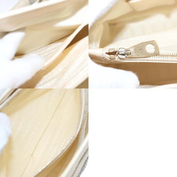 CELINE Hand Bag Straw Leather Blue Cream Gold - Picture 13 of 13